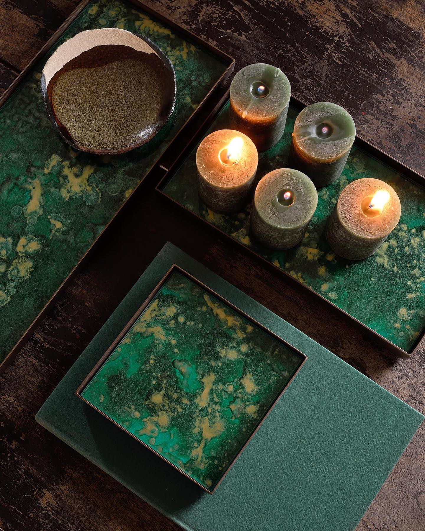 Organic Malachite Valet Tray - Small