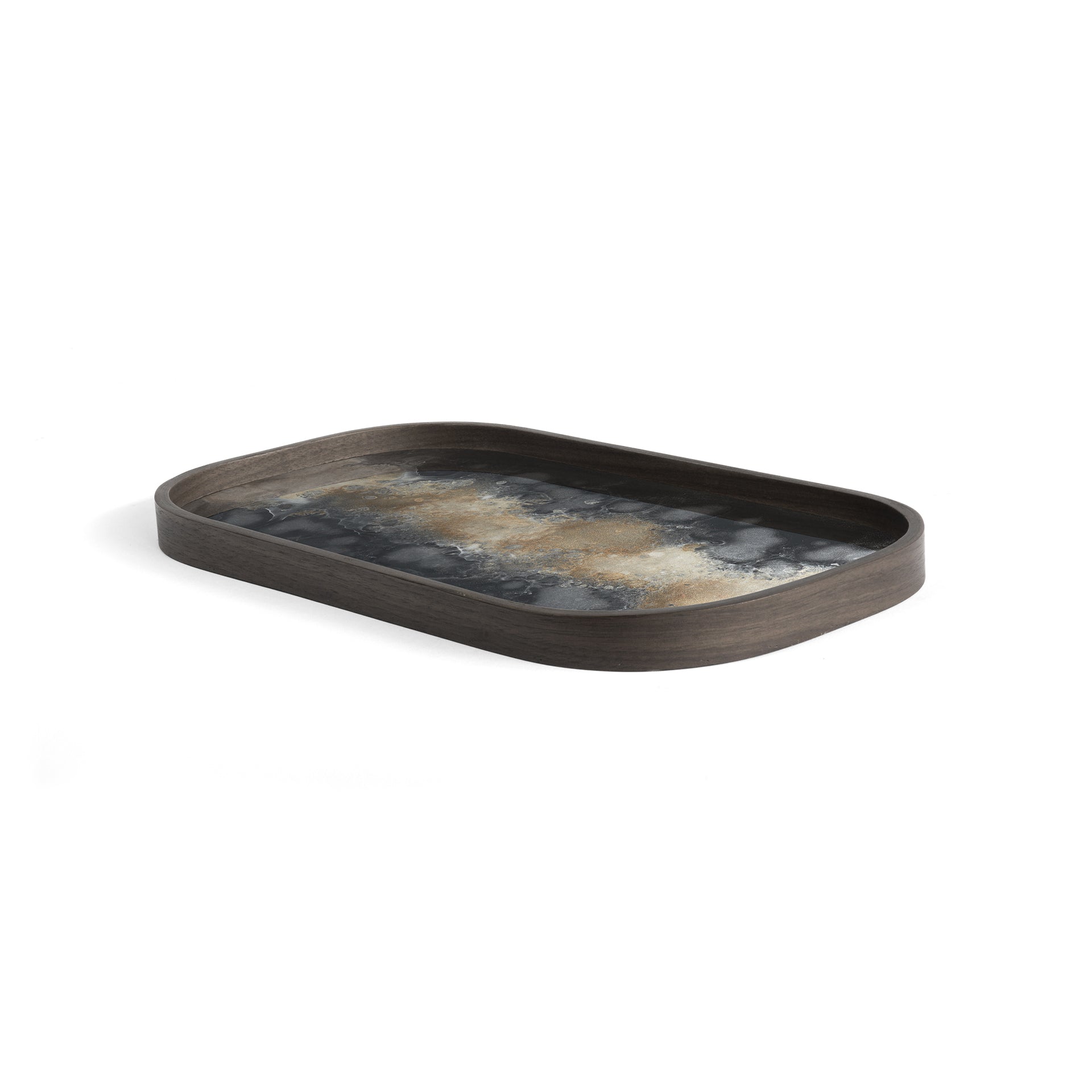 Black Organic glass valet tray