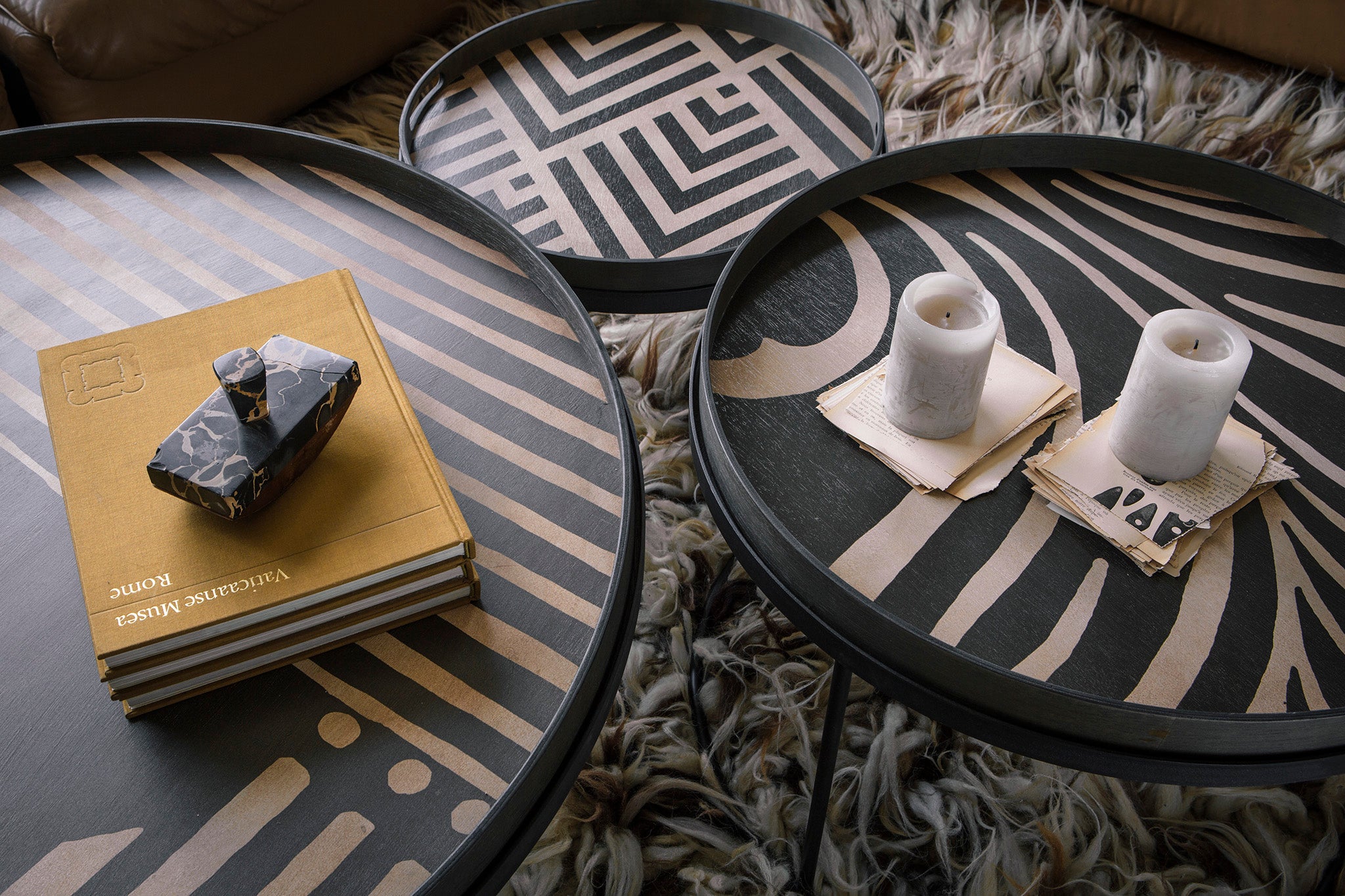Chevron wooden tray