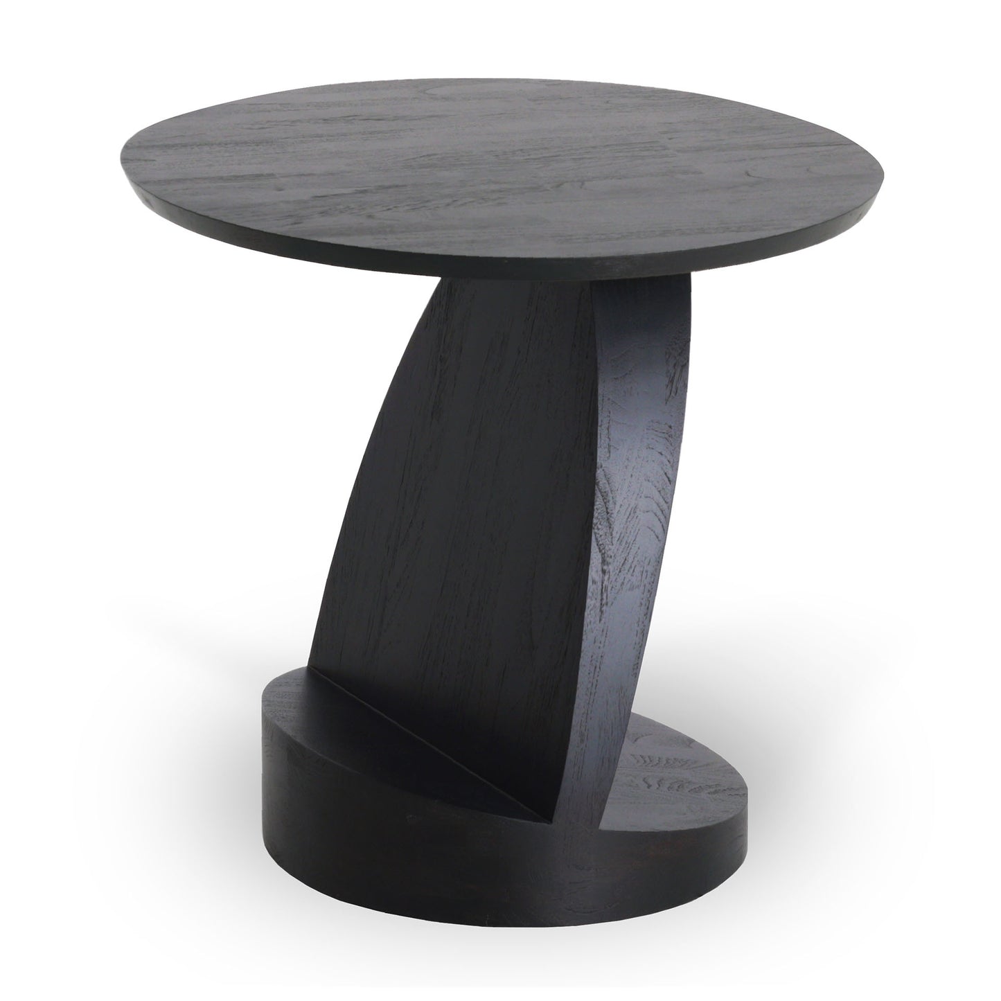 Teak Oblic black side table