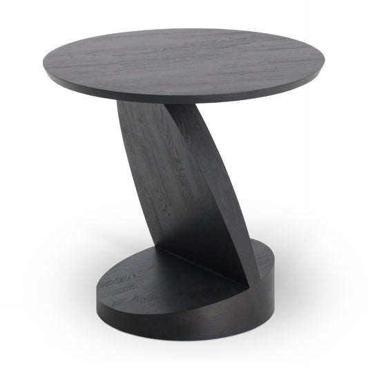 Teak Oblic black side table