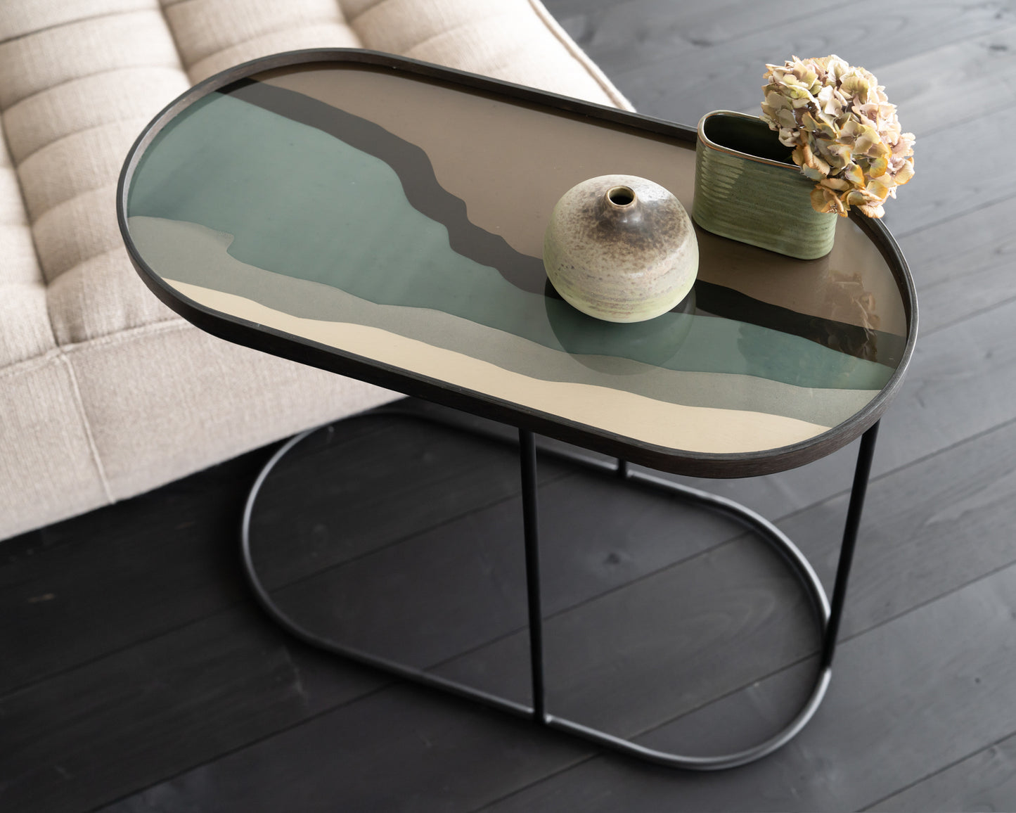 Oblong tray side table (tray not included)