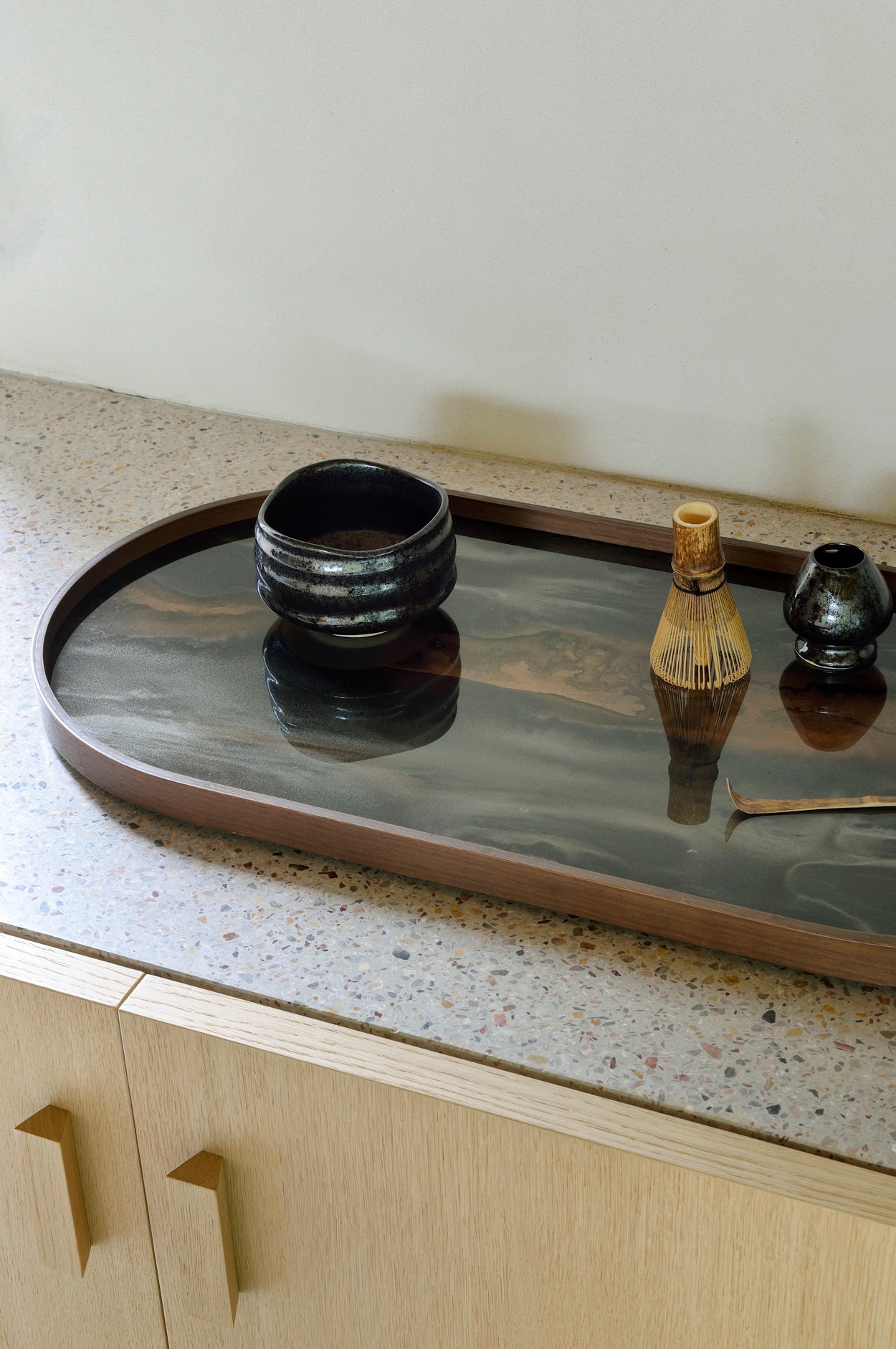 Bronze Organic glass tray - oblong