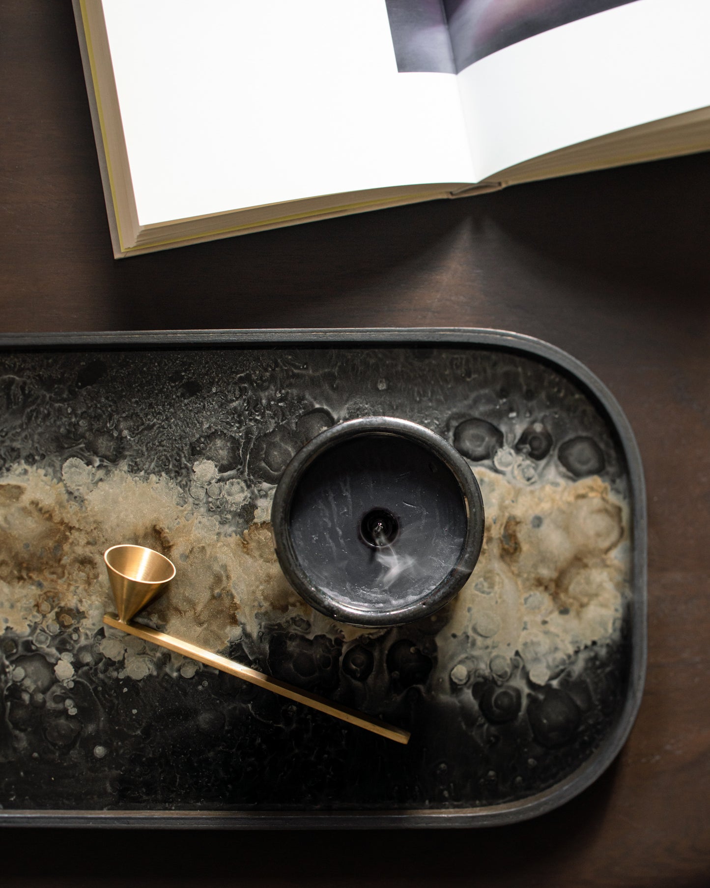 Black Organic glass valet tray