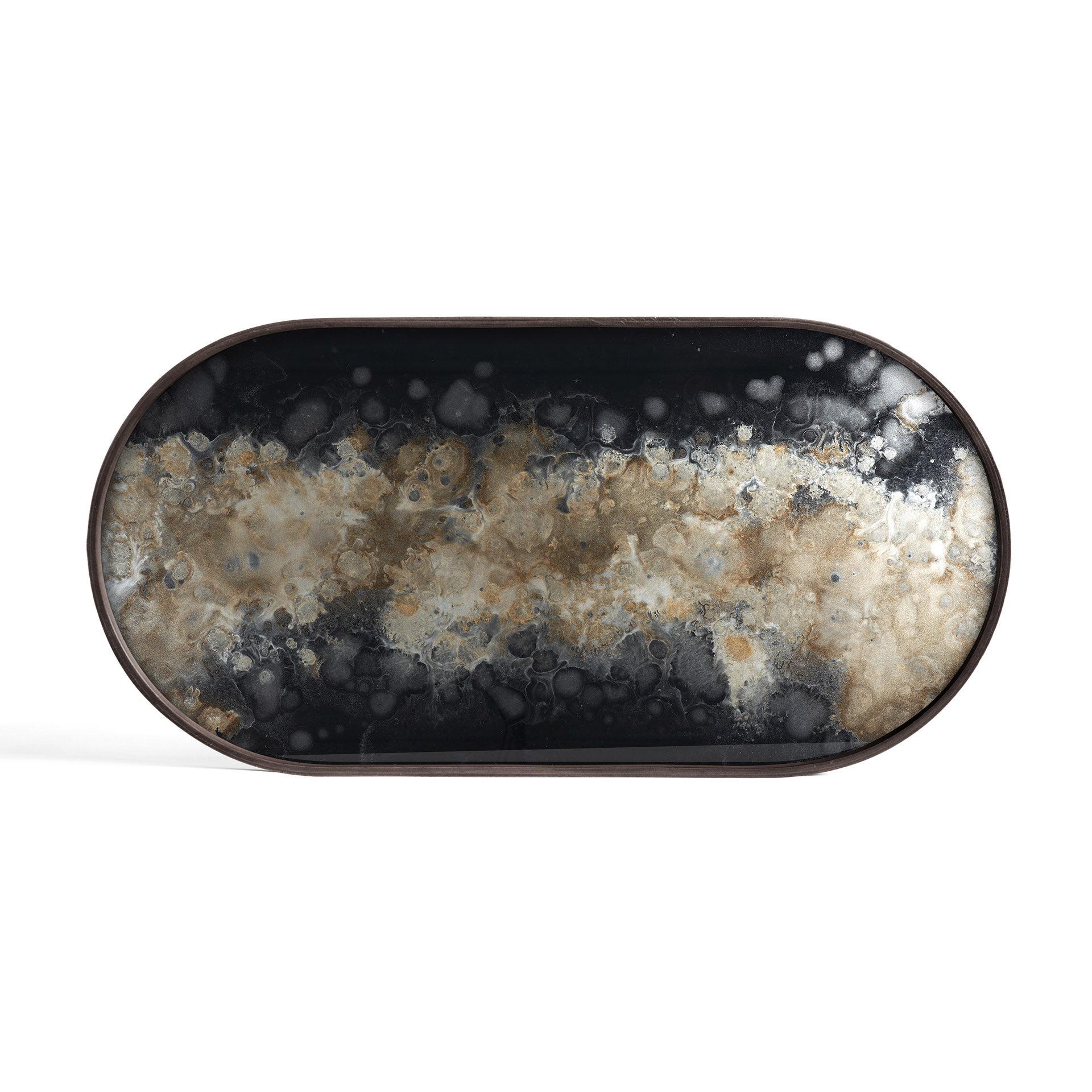 Black Organic glass tray - Oblong