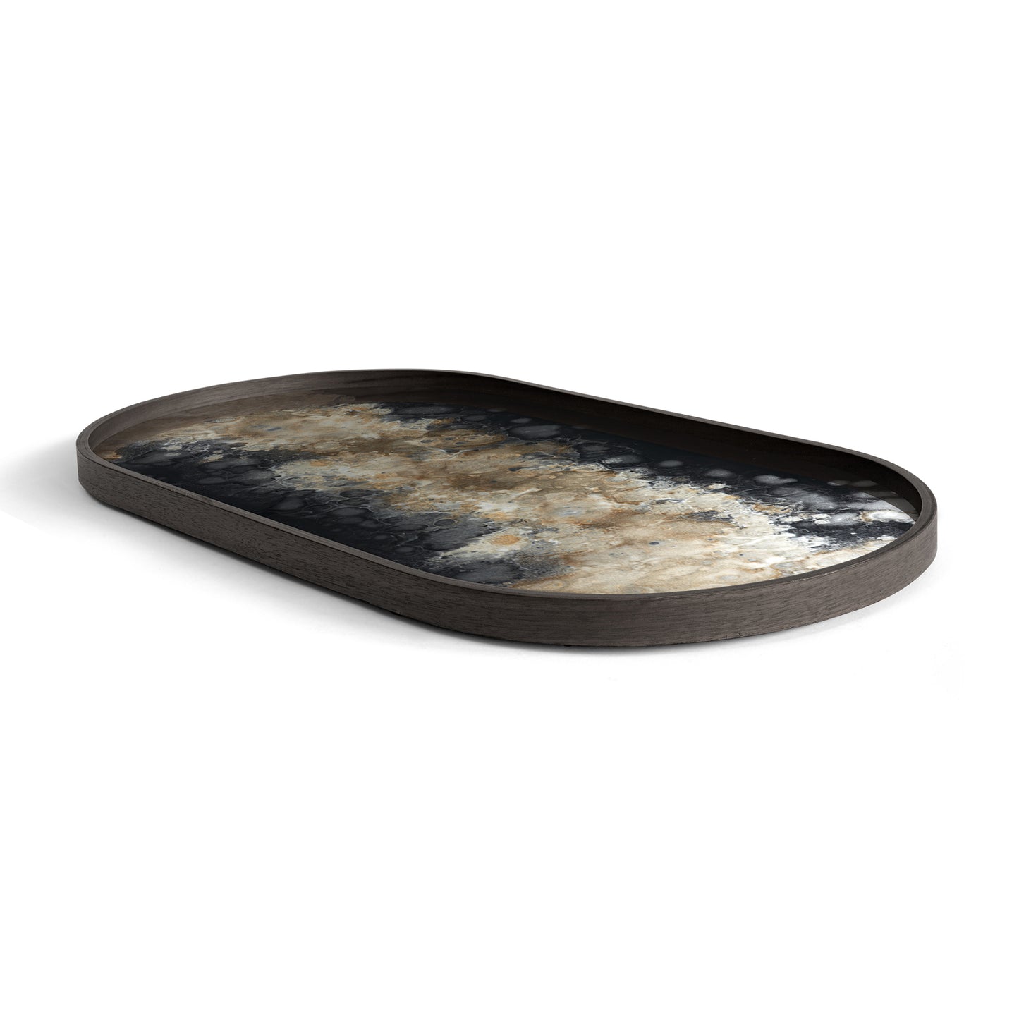 Black Organic glass tray - Oblong