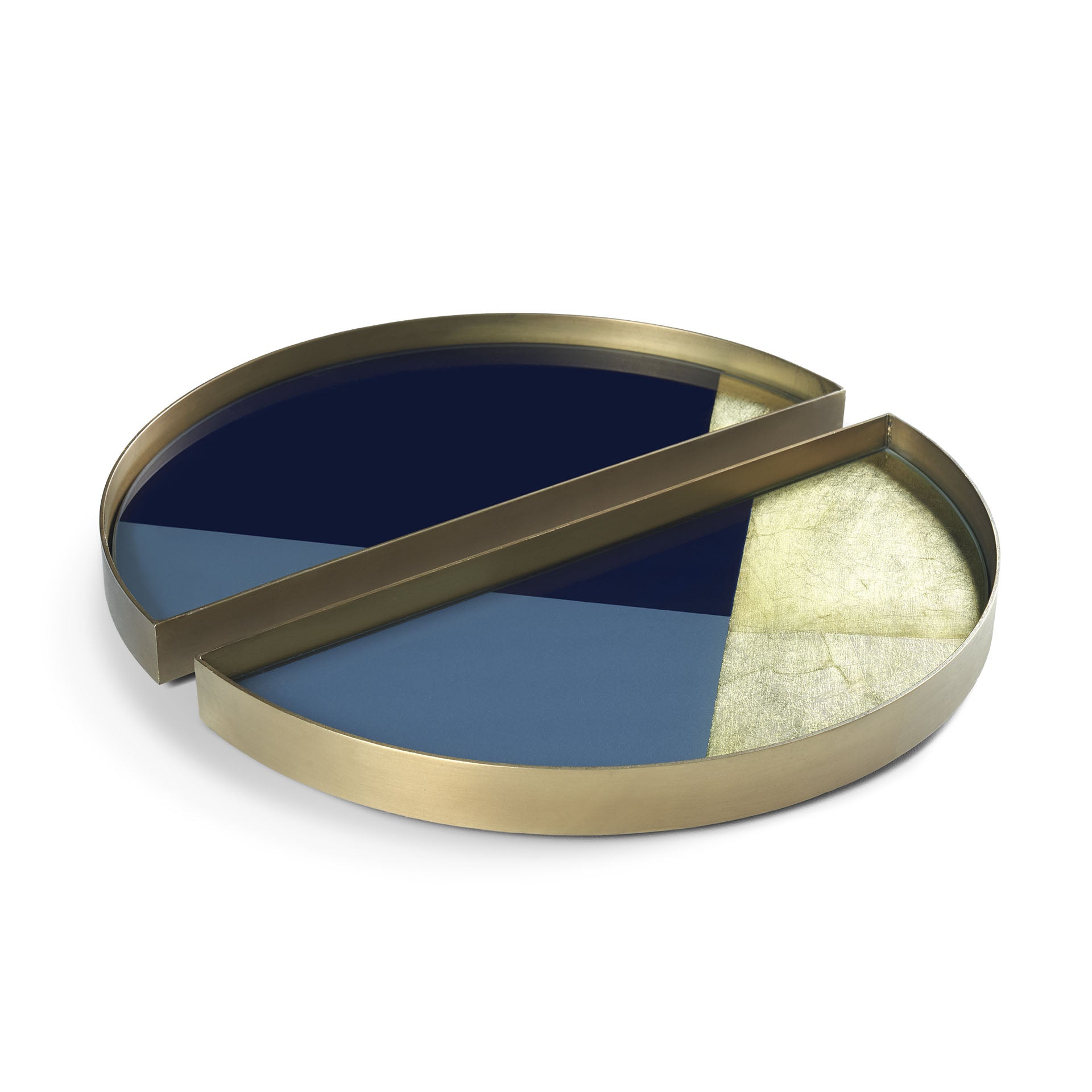 Geometric half-moon glass valet tray