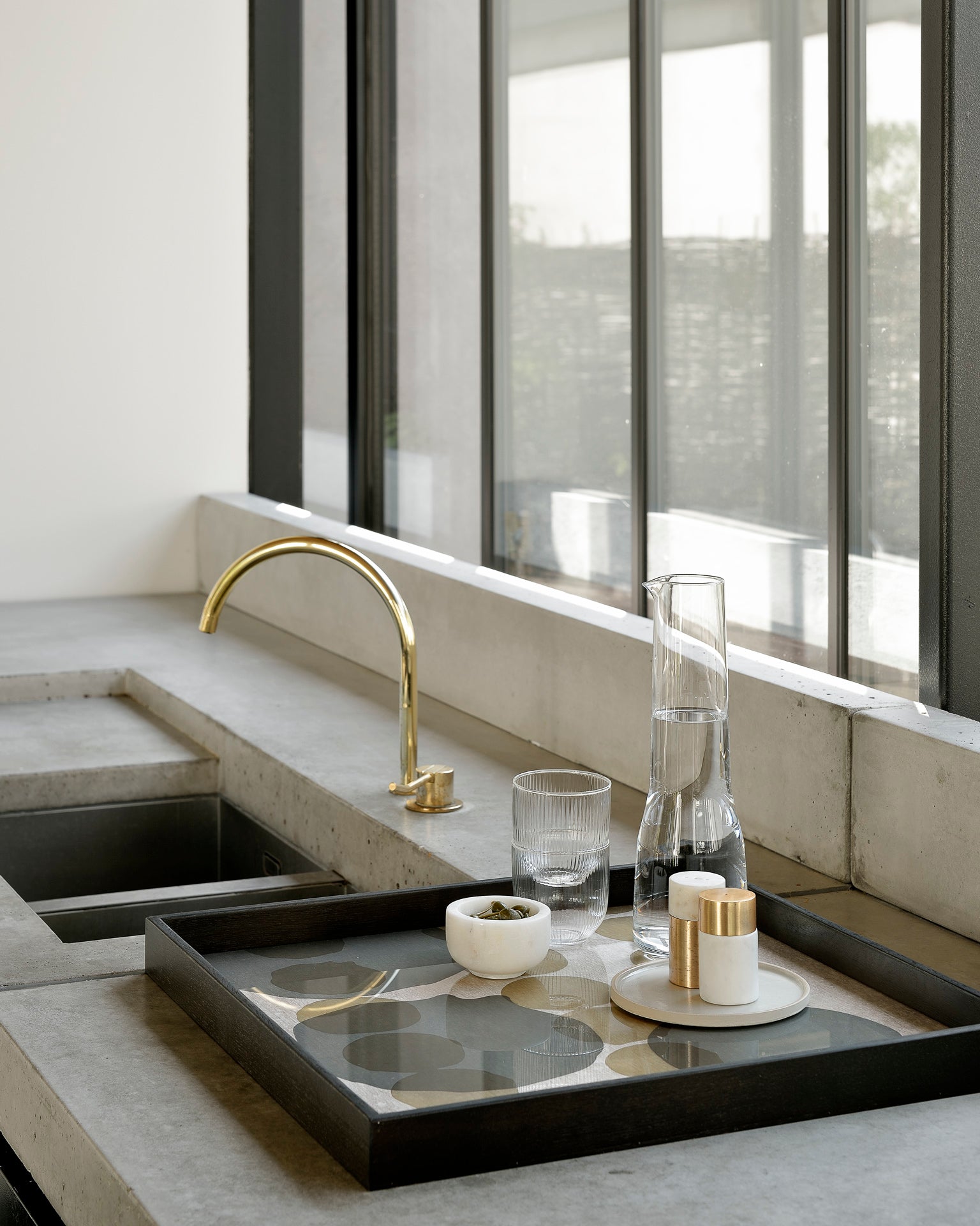Cinnamon Layered Dots glass tray