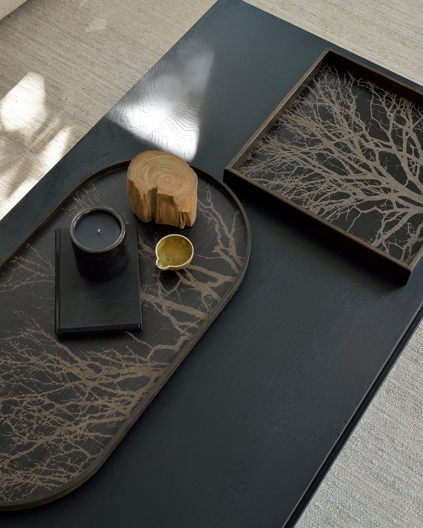 Black Tree wooden tray - Oblong