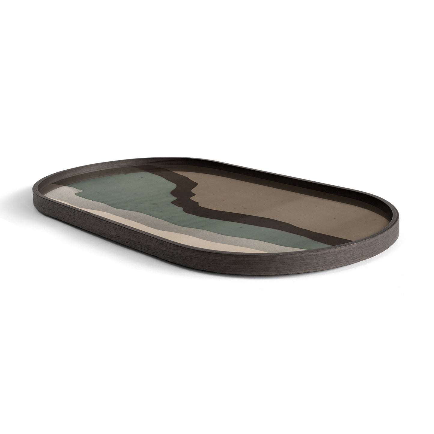 Graphite Wabi Sabi glass tray - Oblong