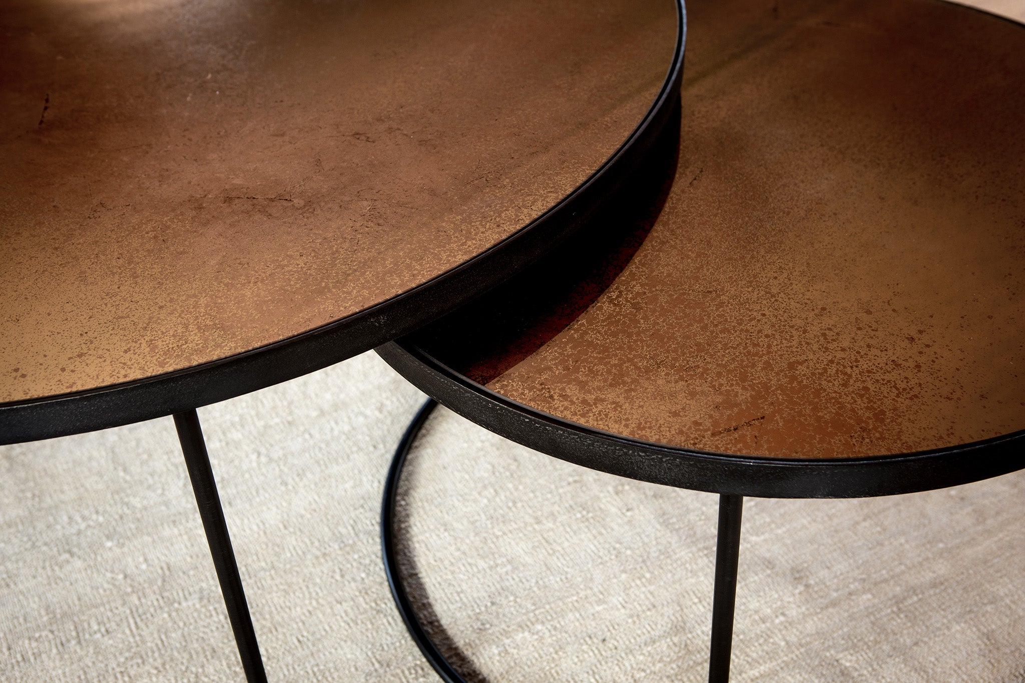 Bronze Copper Nesting coffee table set