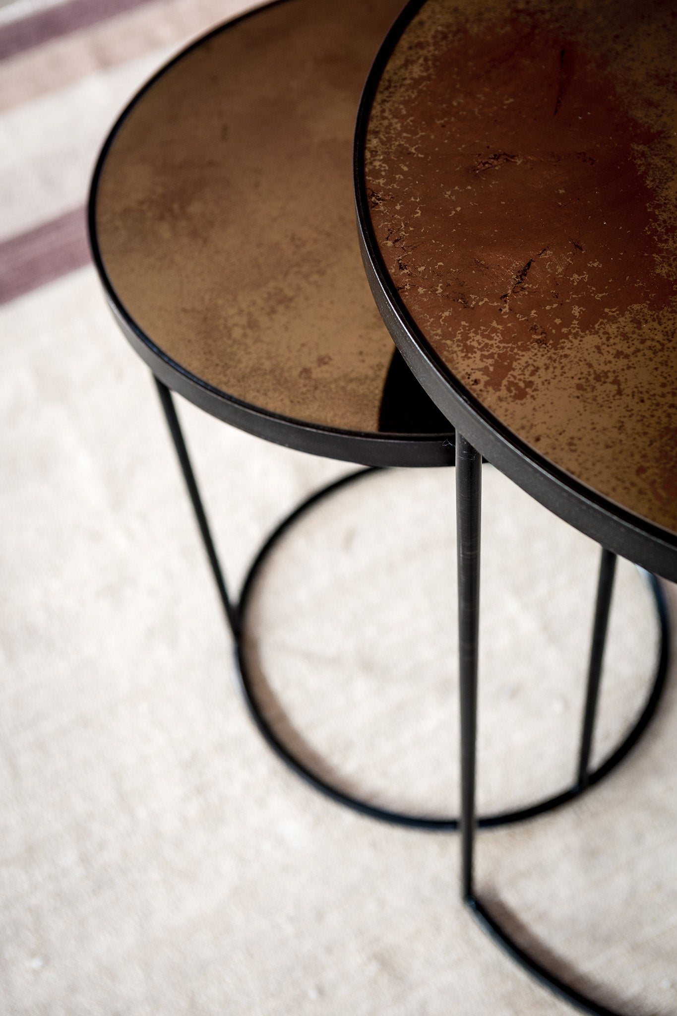 Bronze Copper Nesting side table set