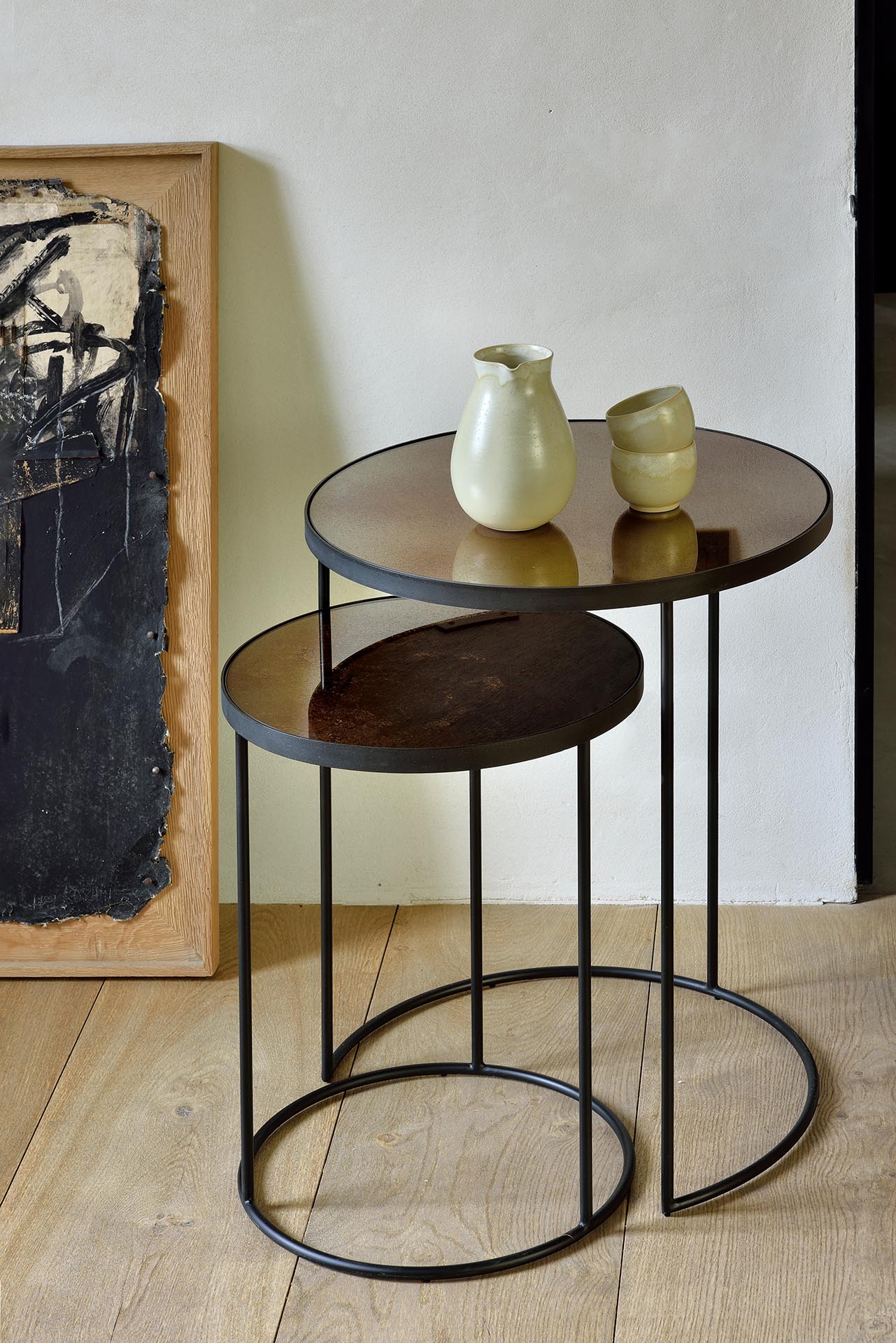 Bronze Copper Nesting side table set