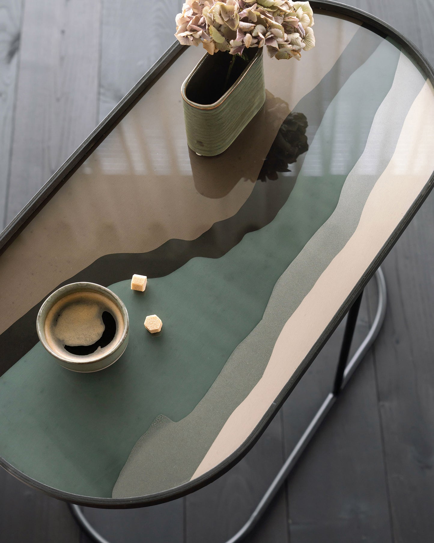 Graphite Wabi Sabi glass tray - Oblong