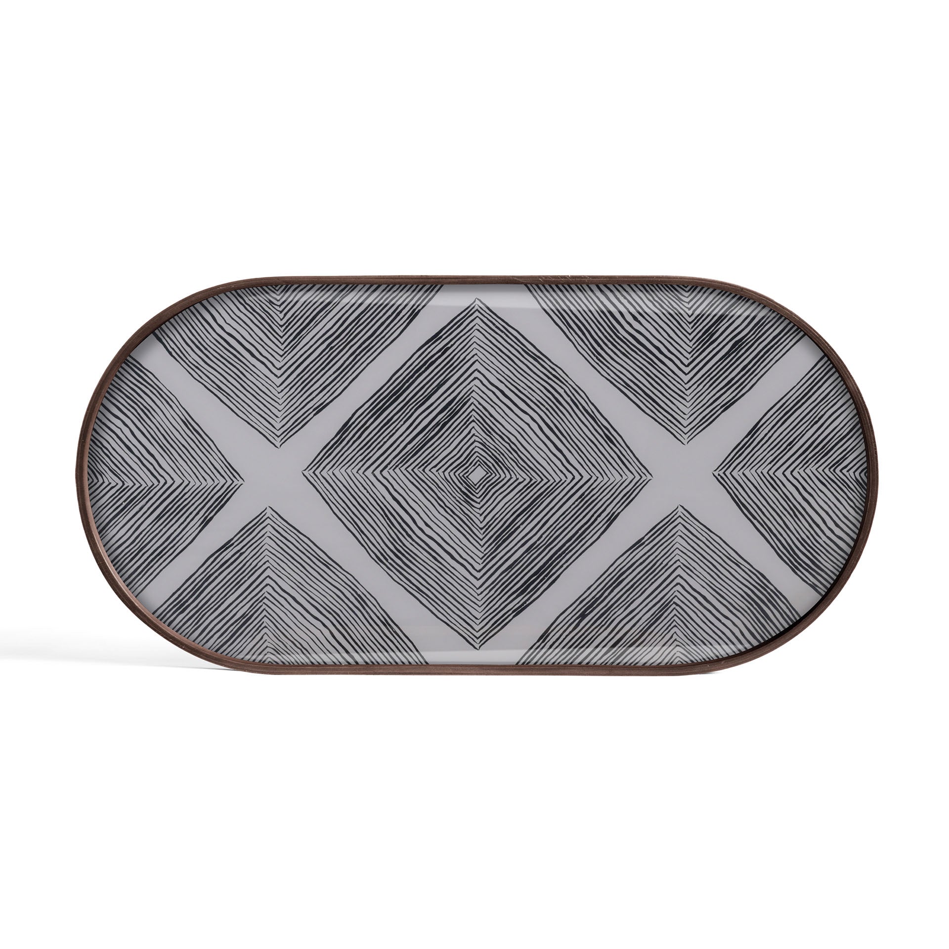 Slate Linear Squares glass tray - Oblong