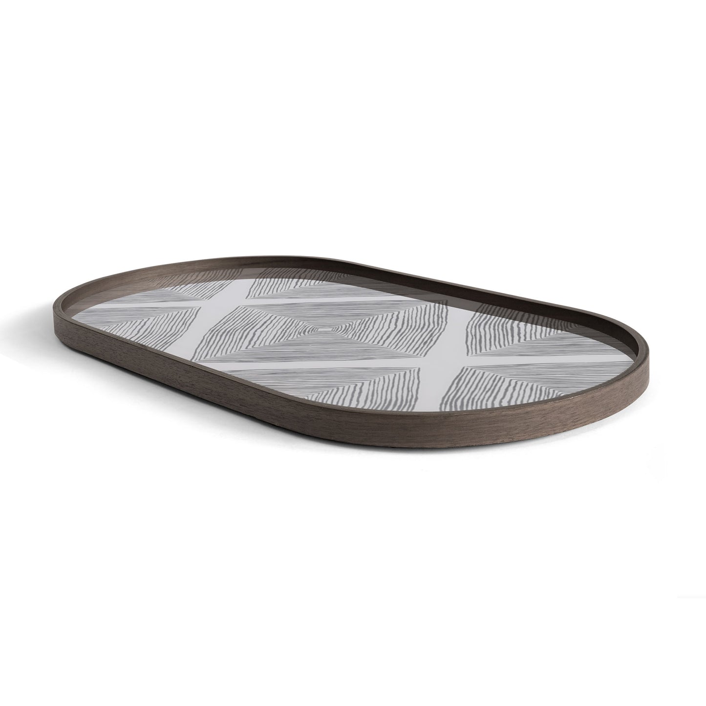 Slate Linear Squares glass tray - Oblong