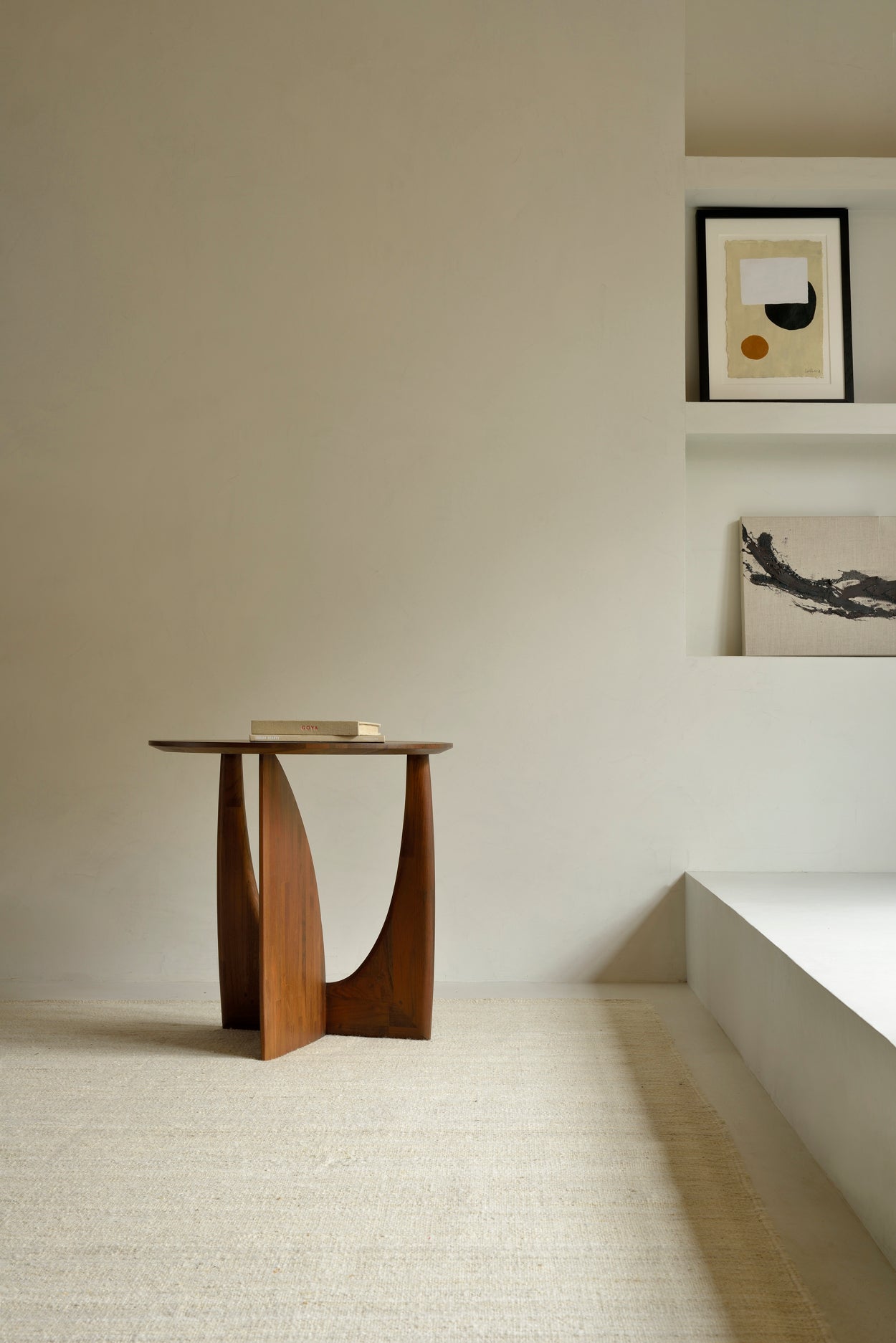 Teak Geometric brown side table