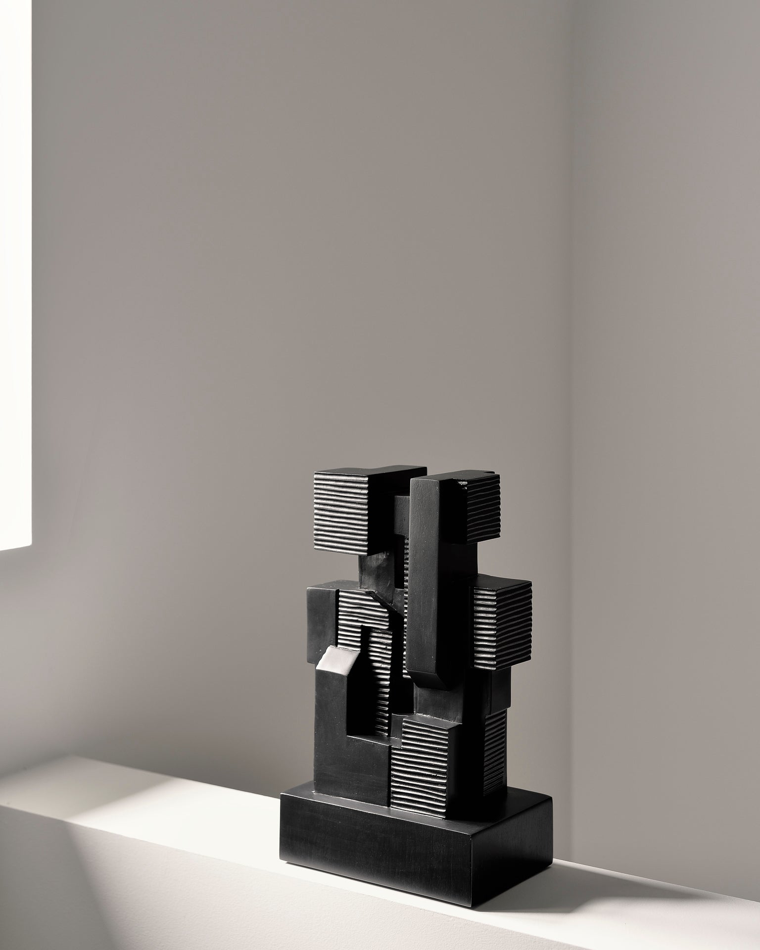 Black Block sculpture - mahogany