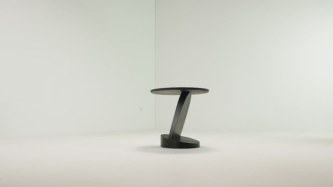 Teak Oblic black side table