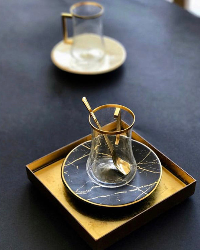 Gold leaf glass valet tray